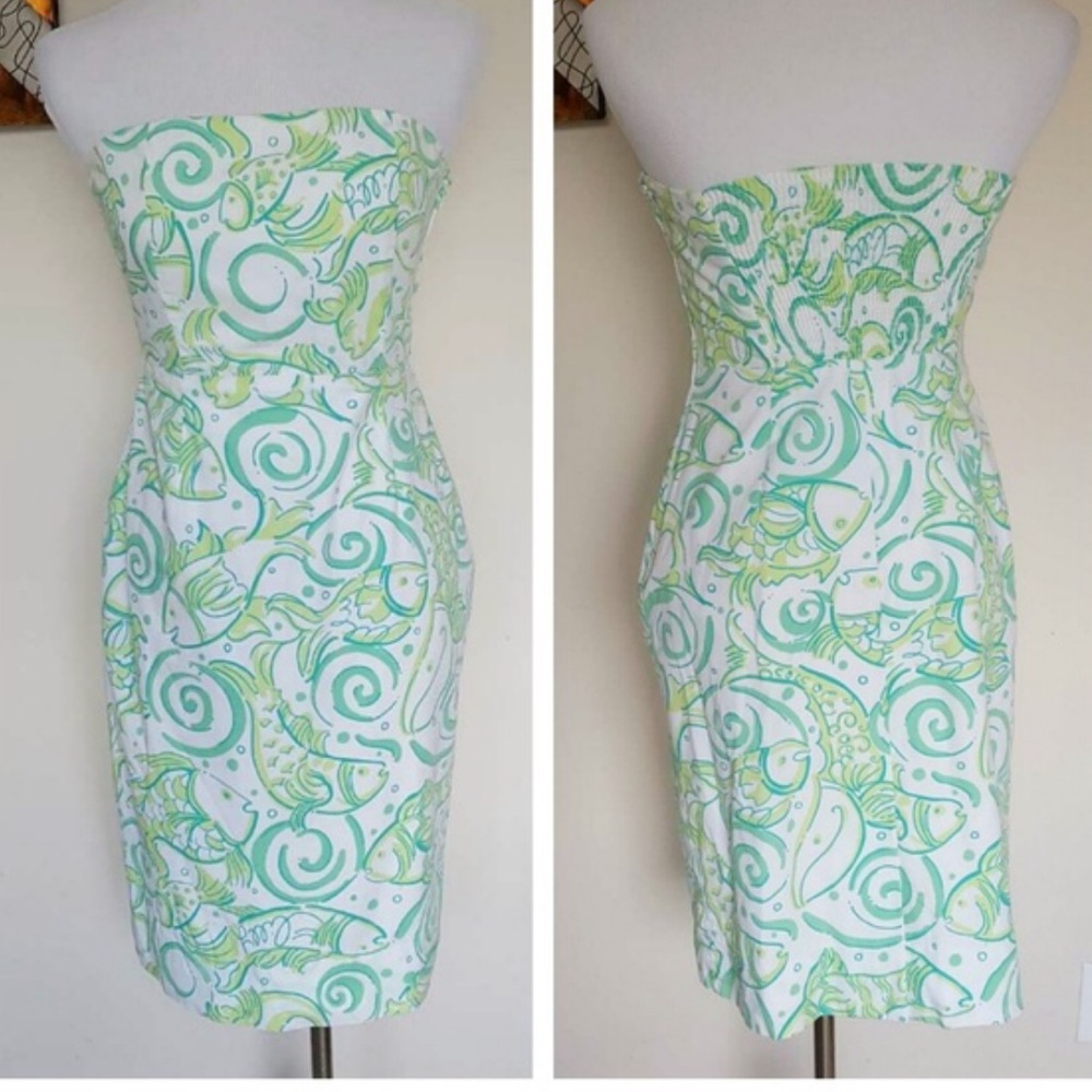 Lilly Pullitzer Classic Koi Fish Strapless Dress